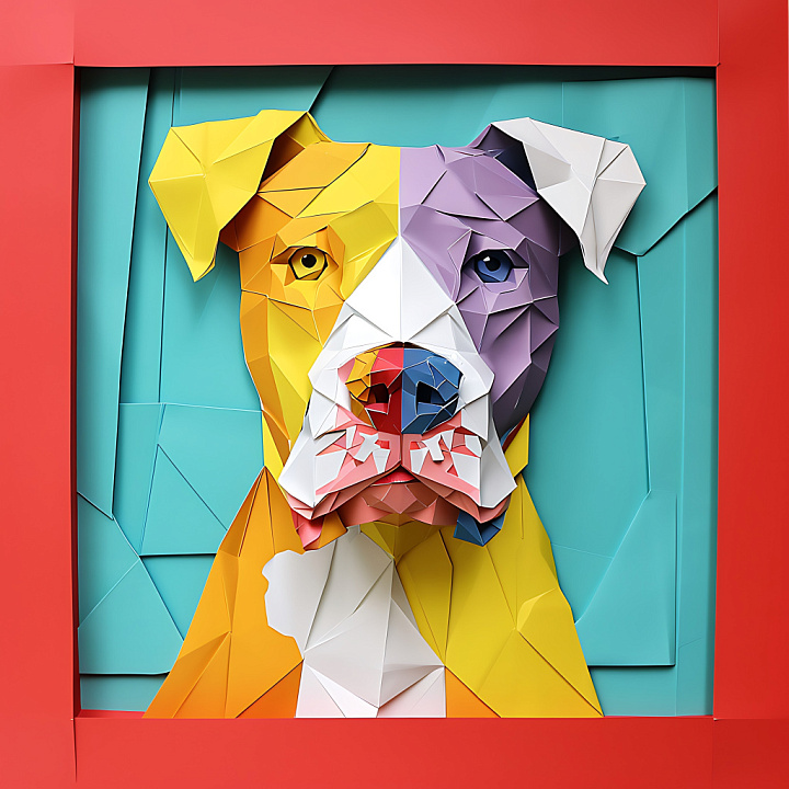 Animal of Vibrant Origami Dogo Argentino Dog Design seamless PBR texture preview