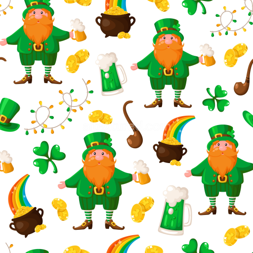 Seamless 3D PBR Texture Featuring Colorful St Patrick Digital Paper Style