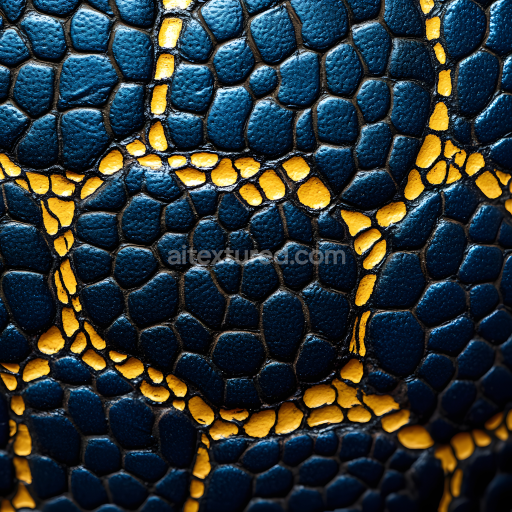 Seamless 3D PBR Texture of Blue Reptilian Skin with Yellow Scale Pattern