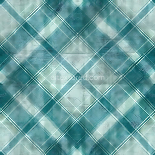 Seamless 3D Metal PBR Texture Featuring Subtle Teal Plaid Design