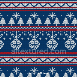 seamless Seamless 3D PBR Texture of Blue Knitted Christmas Pattern with Trees and Ornaments texture 8k free download PBR