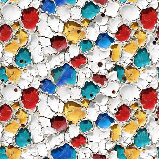 Cracked Paint PBR Texture with Multi-Colored Holes and Flaking Surface seamless Cracked & Holes PBR texture
