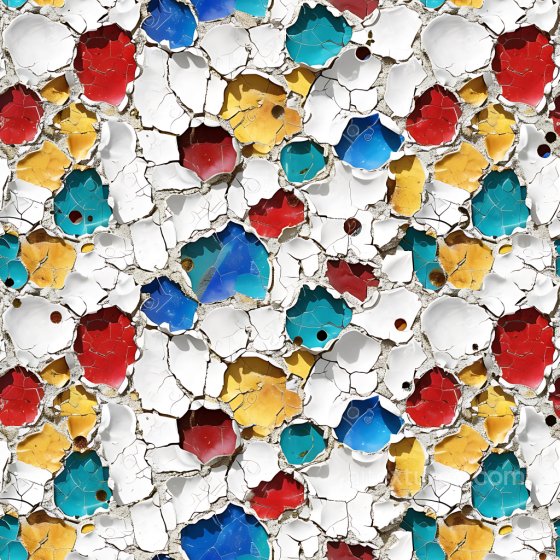 Cracked Paint PBR Texture with Multi-Colored Holes and Flaking Surface Cracked & Holes texture preview