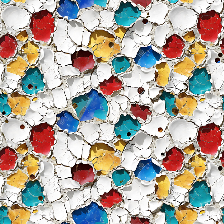 Cracked Paint with Multi-Colored Holes and Flaking Surface seamless PBR texture preview