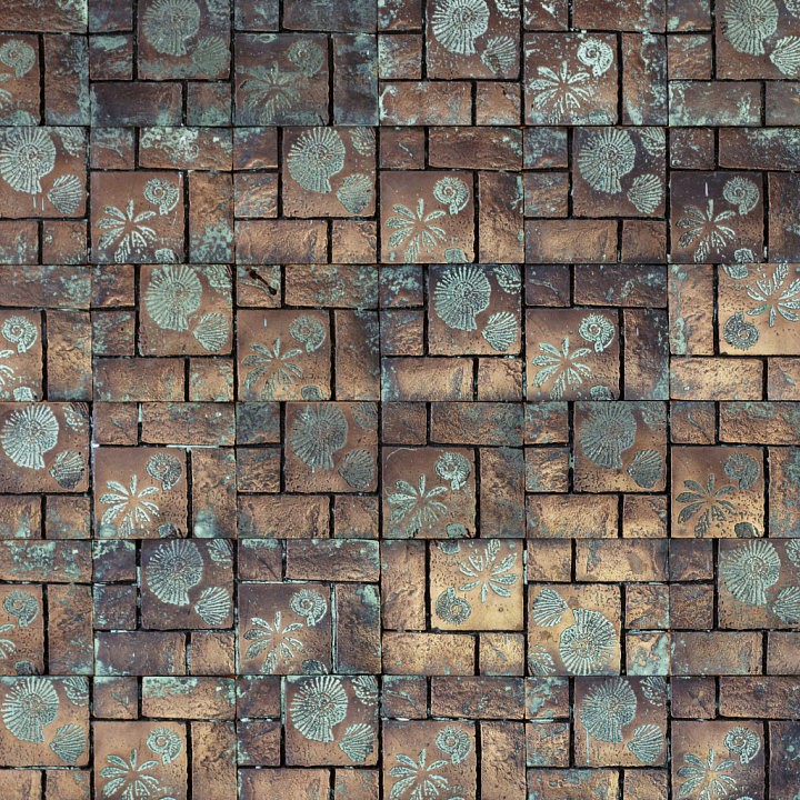 Brick Featuring Floral Impressions seamless PBR texture preview