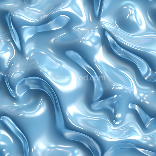 Seamless 3D Inflated Glossy Blue Vinyl PBR Texture with Fluid Wrinkles