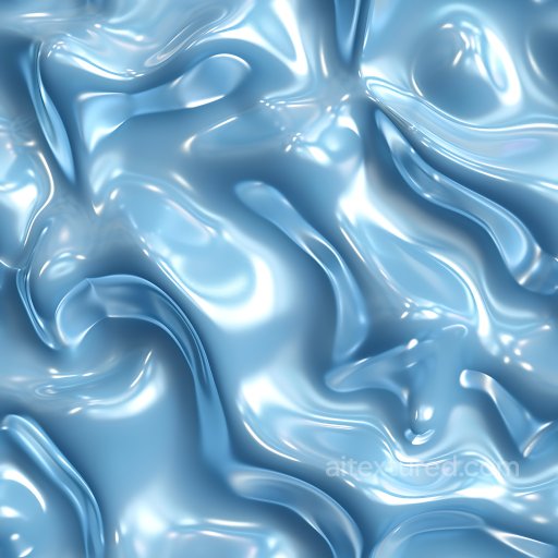 Inflated Glossy Blue Vinyl PBR Texture with Fluid Wrinkles seamless Inflated PBR texture