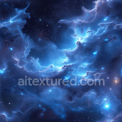 seamless Seamless 3D Space PBR Texture with Luminous Blue Nebula Clouds and Starfield texture 8k free download PBR