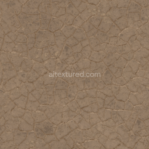 Cracked Dry Riverbed — Mud Cracked Dry Dry Uneven Mud — PBR seamless 3D texture