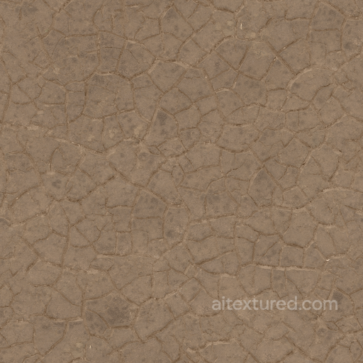Cracked Dry Riverbed seamless Mud PBR texture