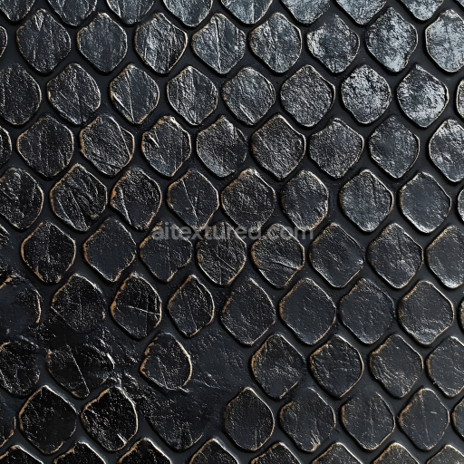 Seamless 3D Reptilian Skin PBR Texture Featuring Rough, Overlapping Scales