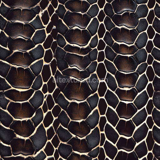 Seamless 3D PBR Texture of Dark Reptilian Skin with Intricate Scale Detail
