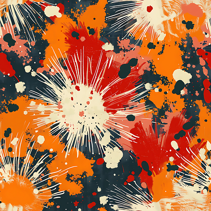 Abstract Blaze Camouflage with Explosive Orange and Red Splotches seamless PBR texture preview