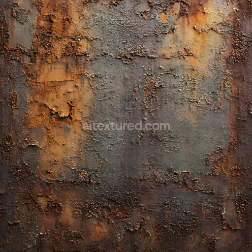 Seamless 3D PBR Rusted Metal Texture Featuring Cracks, Peeling, and Corrosion