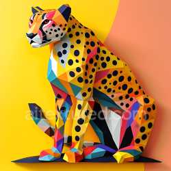 seamless Seamless 3D PBR Cheetah Origami Texture with Geometric Spots and Vivid Colors texture 8k free download PBR