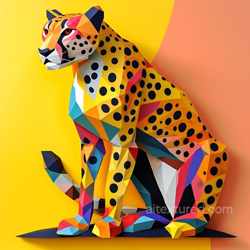 Animal - Seamless 3D PBR Cheetah Origami Texture with Geometric Spots and Vivid Colors texture preview