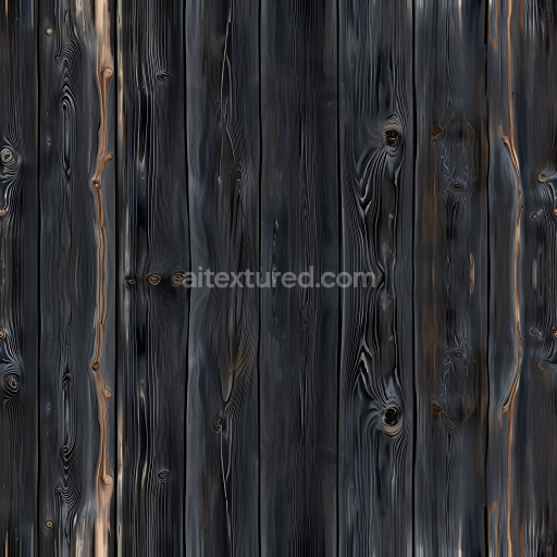 Seamless 3D Charred Wood Planks PBR Texture with Knots and Grain Detail