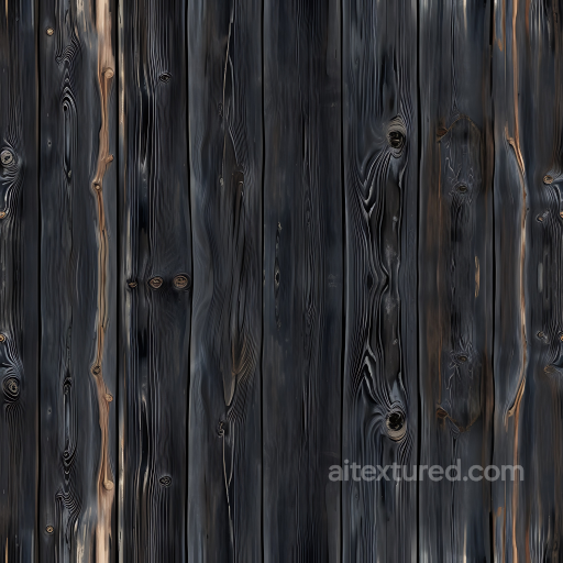 Charred Wood Planks PBR Texture with Knots and Grain Detail seamless Wood PBR texture