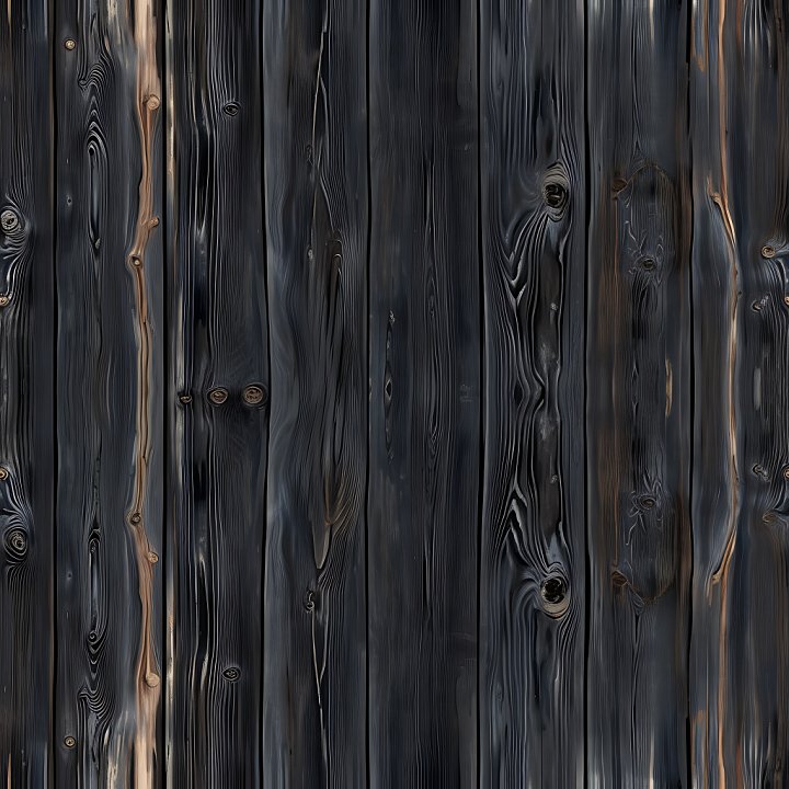 Charred Wood Planks with Knots and Grain Detail seamless PBR texture preview