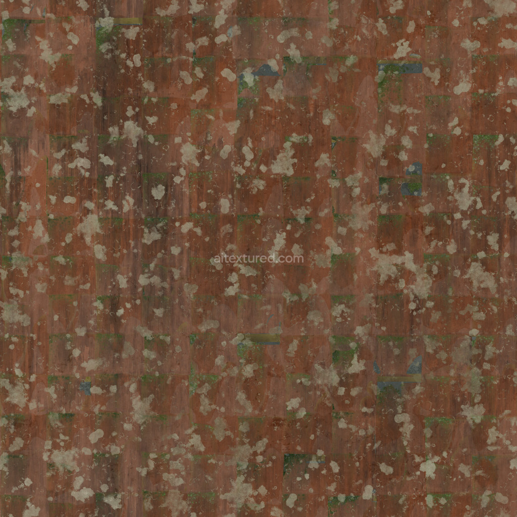 Seamless PBR roofing tiles texture with weathered look