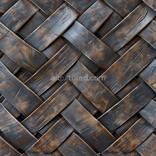 Seamless 3D Worn Black Woven Leather PBR Texture with Scuffs and Scratches