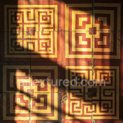 seamless PBR Tile Texture Featuring Red and Yellow Geometric Designs texture 8k free download PBR