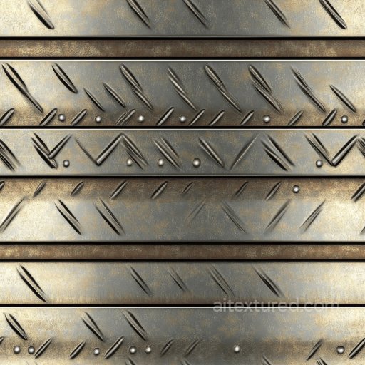 Worn Diamond Plate Steel PBR Texture with Rivets and Rust Patina seamless Metal PBR texture