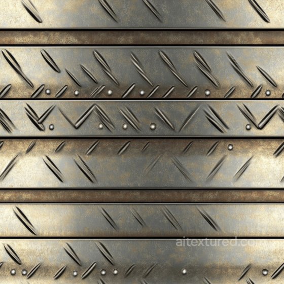 Worn Diamond Plate Steel PBR Texture with Rivets and Rust Patina Metal texture preview