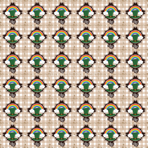 Seamless 3D PBR texture of St Patrick digital paper with rainbow and hat motif