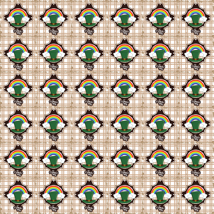Of St Patrick Digital Paper With Rainbow And Hat Motif seamless PBR texture preview