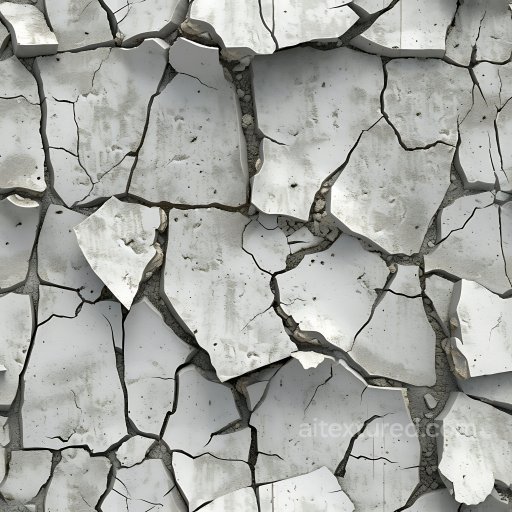 Cracked Plaster Wall PBR Texture with Broken White Paint and Jagged Chips seamless Cracked & Holes PBR texture