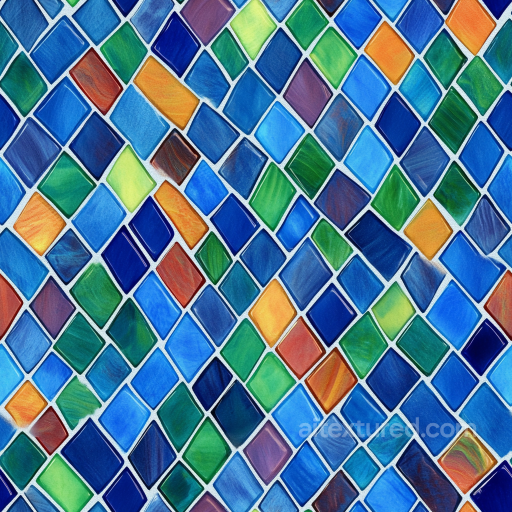 Mosaic Texture With Multicolor Ceramic Diamond-Shaped Tiles seamless Mosaic PBR texture