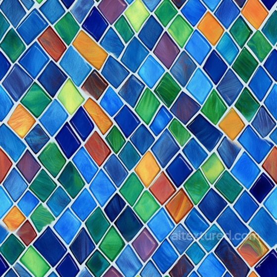 Mosaic Texture With Multicolor Ceramic Diamond-Shaped Tiles Mosaic texture preview