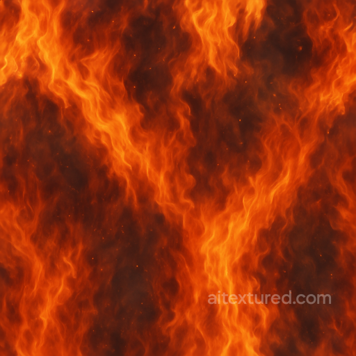 Wildfire Flame Tongues With Fire Crackle And Smoke Curl seamless Fire PBR texture