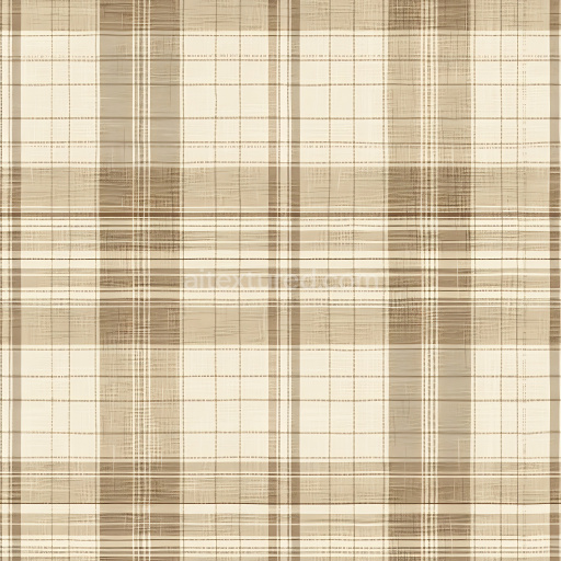 Seamless 3D PBR Texture of Beige and Brown Plaid Fabric Pattern