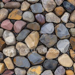 seamless Seamless 3D PBR Texture of Smooth Multicolored River Stones Ground texture 8k free download PBR