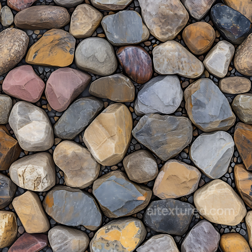 Stone Texture of Smooth Multicolored River Stones Ground seamless Stone PBR texture