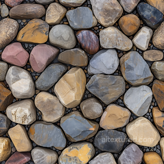 Stone Texture of Smooth Multicolored River Stones Ground Stone texture preview