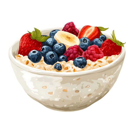 Breakfast Bowl of Gluten-Free Oatmeal with Mixed Berries and Banana