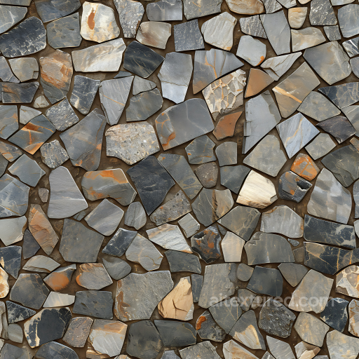 Slate Stone Wall PBR Texture with Rust and Varied Shapes seamless Stone PBR texture