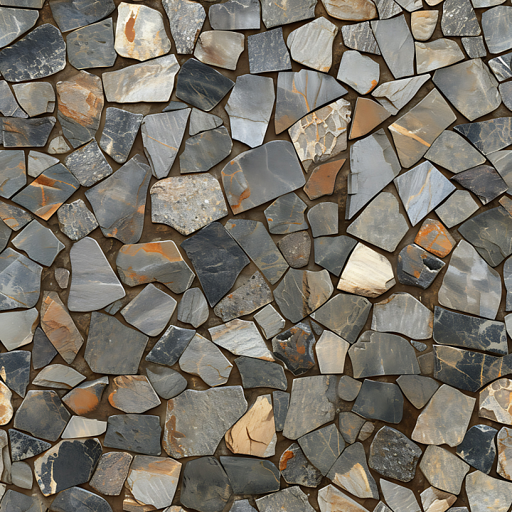 Slate Stone Wall with Rust and Varied Shapes seamless PBR texture preview