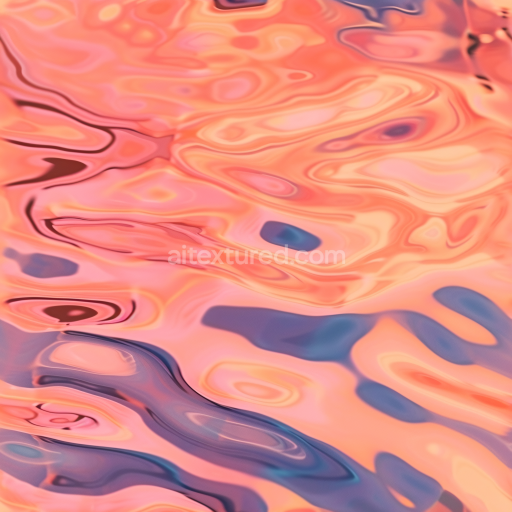 Seamless Stylized 3D Water PBR Texture with Warm Sunset Color Reflections and Smooth Ripple Patterns