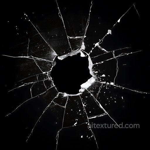 Broken Glass PBR Texture Featuring Central Hole and Radiating Cracks seamless Cracked & Holes PBR texture