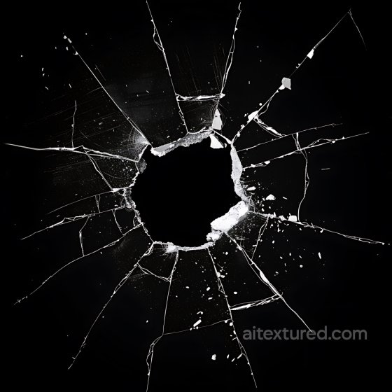Broken Glass PBR Texture Featuring Central Hole and Radiating Cracks Cracked & Holes texture preview