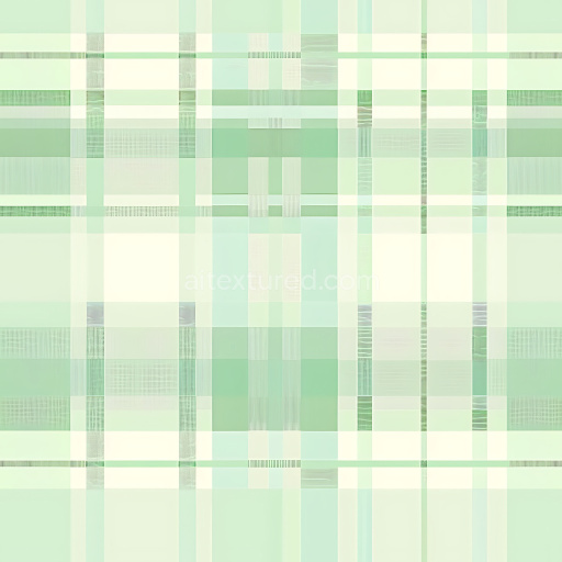 Seamless 3D PBR Texture Featuring Light Green and Cream Plaid Pattern