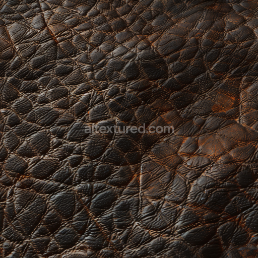 Preview — Seamless 3D PBR Texture of Distressed Dark Brown Leather with Deep Grain and Wrinkles