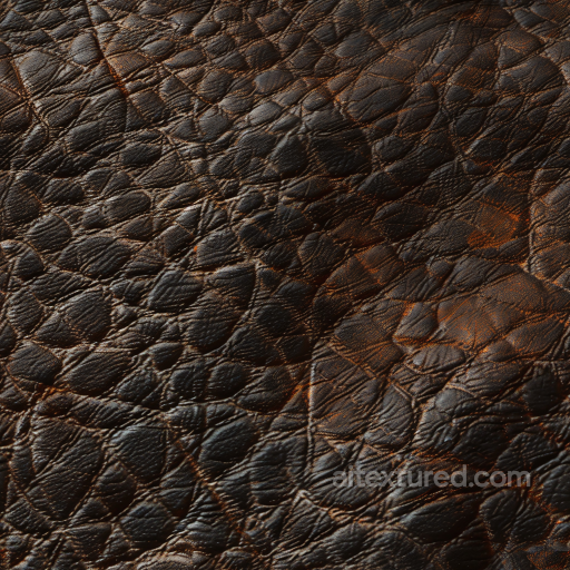 Distressed Dark Brown Leather Seamless Texture with Deep Grain and Wrinkles seamless Leather PBR texture