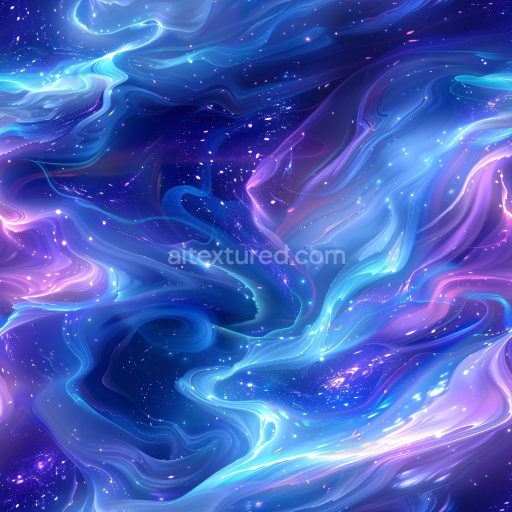 Seamless 3D PBR Texture Featuring Glossy Blue and Purple Swirls