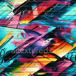 seamless Seamless 3D PBR Graffiti Texture Featuring Vibrant Multicolor Abstract Design on Brick Wall texture 8k free download PBR
