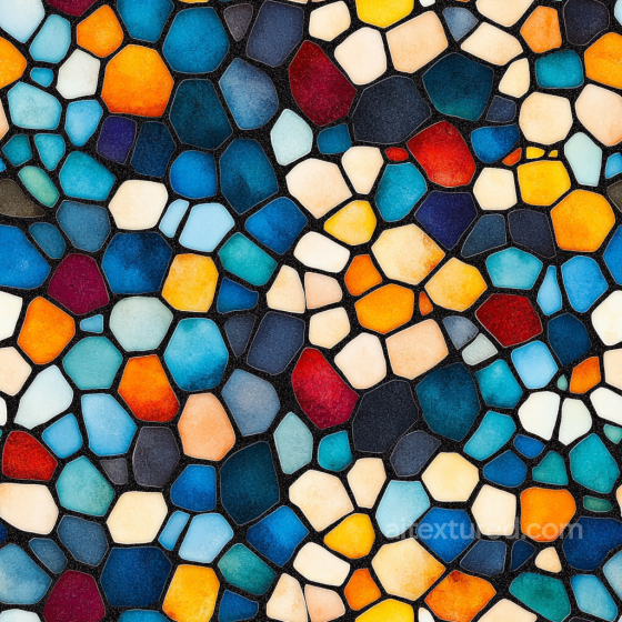 Mosaic PBR Texture Featuring Vibrant Irregular Ceramic Tiles with Matte Finish Mosaic texture preview